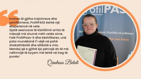 Qëndresa R. Beluli përfundon dhe çertifikohet përmes ProfilPASS